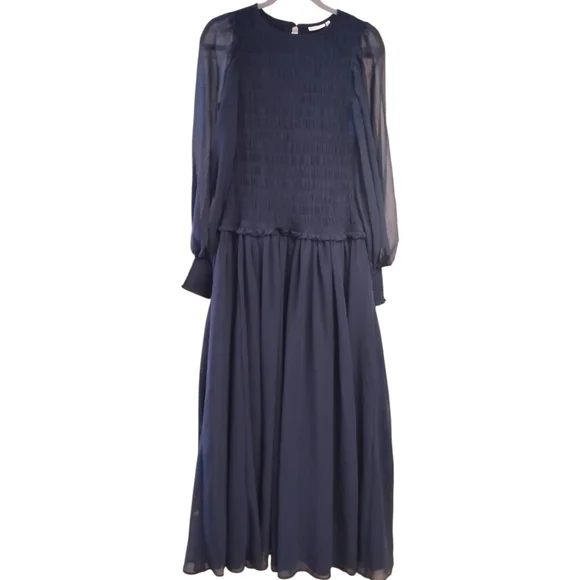 NWOT ASOS DESIGN smocked drop waist bodice teal blue midi maxi dress 4 - Picture 3 of 5